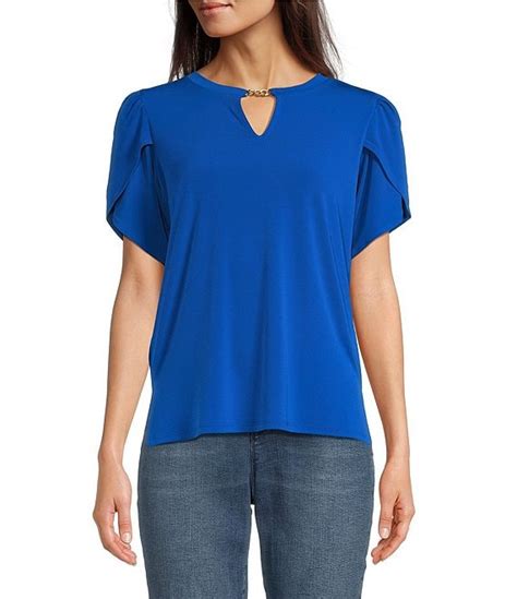 michael kors petal sleeve top|MICHAEL Michael Kors Keyhole V.